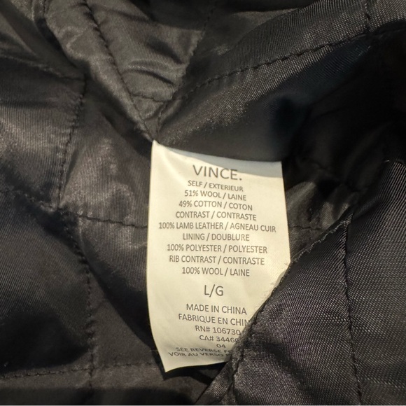 COPY - vince women’s coat size L black gray full zip wool blend lamb leather - Picture 8 of 12